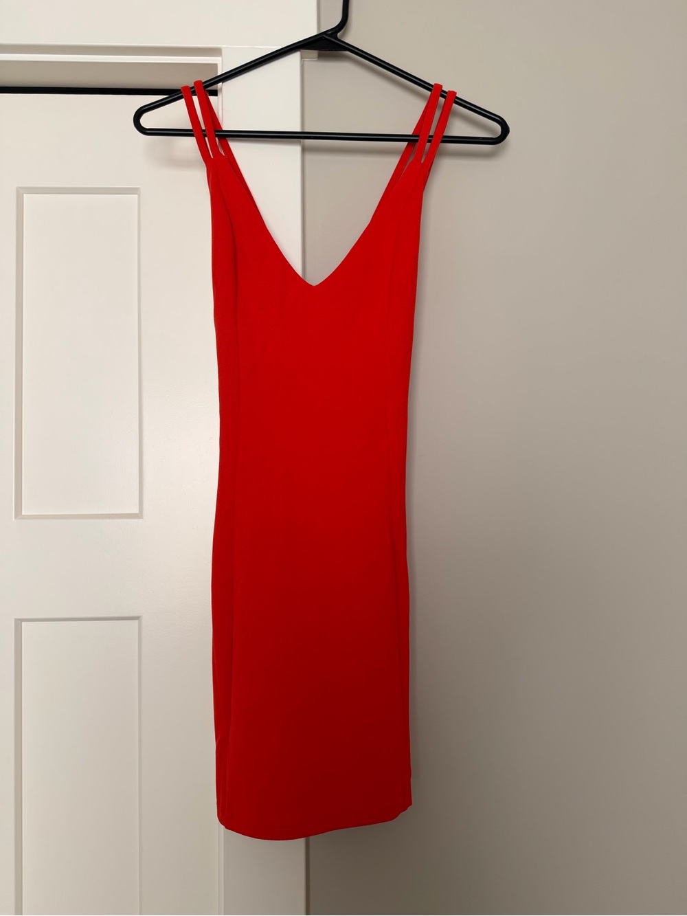Hello Molly Red Double-Strap V-Neck Mini Dress